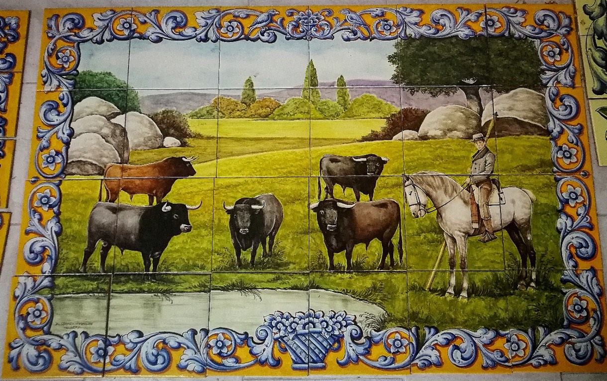 mural-toros-caballos-campo